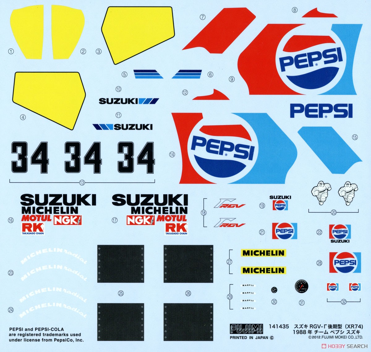 Suzuki RGV-Gamma Late Type (XR-74) 1988 Team Pepsi/Suzuki (Model Car) Contents5