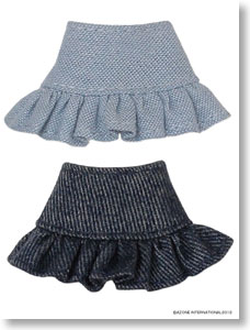 Denim Frill Tiered Skirt set (Sky Blue & Blue) (Fashion Doll)