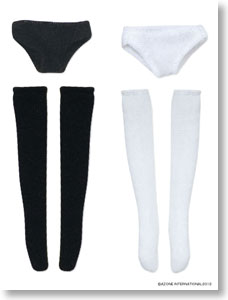 Panties & Overknee Socks Set (Black, White) (Fashion Doll)
