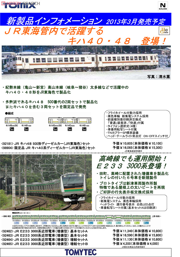 J.R. Suburban Train Series E233-3000 (Enhanced Deployment Version) (Basic A 3-Car Set) (Model Train) Other picture1