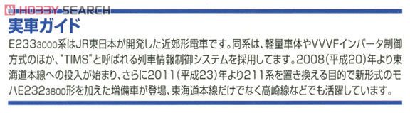 JR E233-3000系 近郊電車 (増備型) (基本A・3両セット) (鉄道模型) 解説1