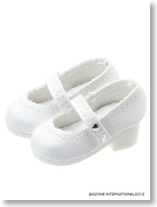Round Toe Strap Shoes (White) (Fashion Doll)