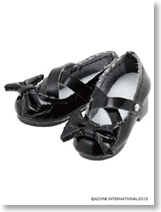 Ribbon Close Strap Shoes (Black) (Fashion Doll)