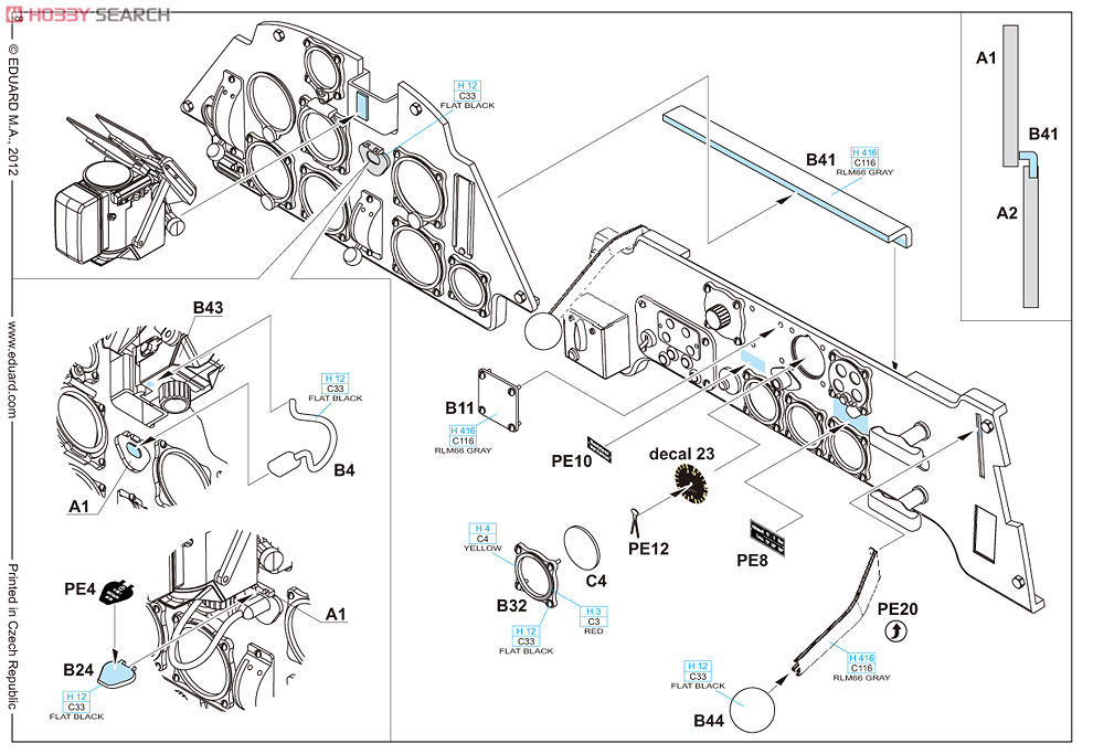 Bf 109E  Instrument Panel (Plastic model) Assembly guide8