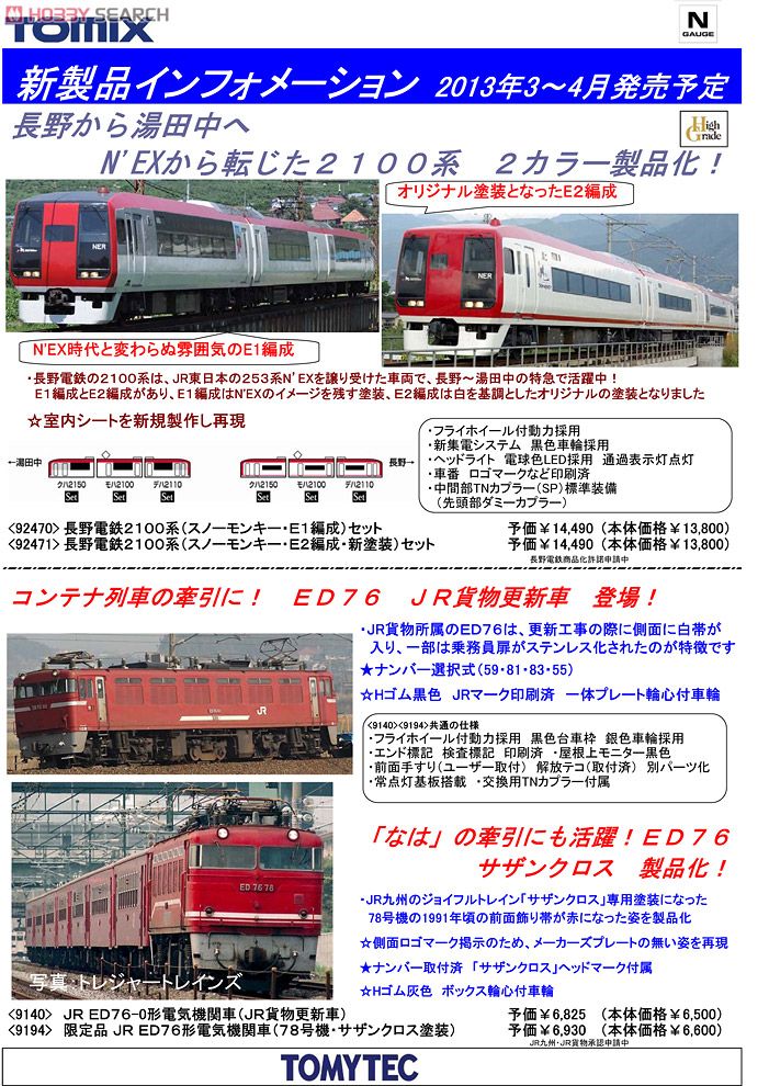 長野電鉄 2100系 (スノーモンキー・E2編成・新塗装) (3両セット) (鉄道模型) 解説1