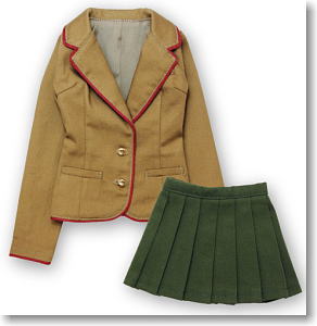 50cm Piping Blazer Uniform Set (Beige x Green) (Fashion Doll)