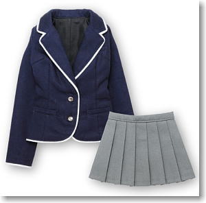 50cm パイピングブレザー制服set (ネイビー×グレー) (ドール)