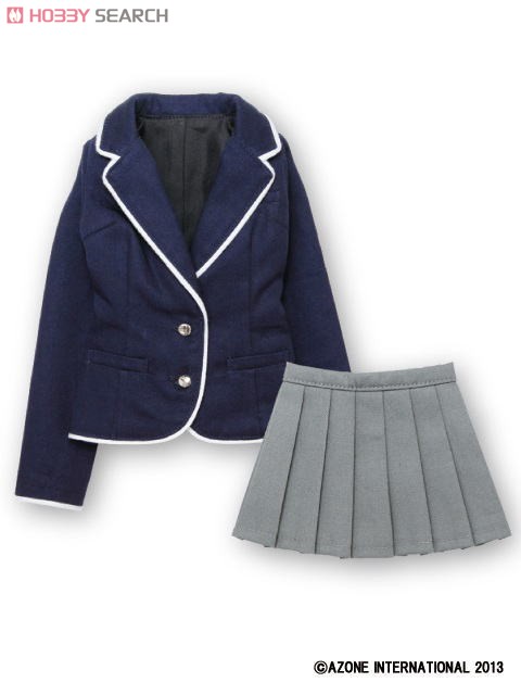 50cm Piping Blazer Uniform Set (Navy x Gray) (Fashion Doll) Item picture1