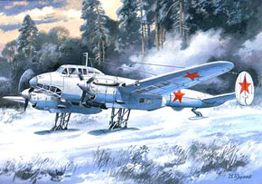 Soviet Dive Bomber Pe-2 w/Ski Equipment (Series 55) (Plastic model)