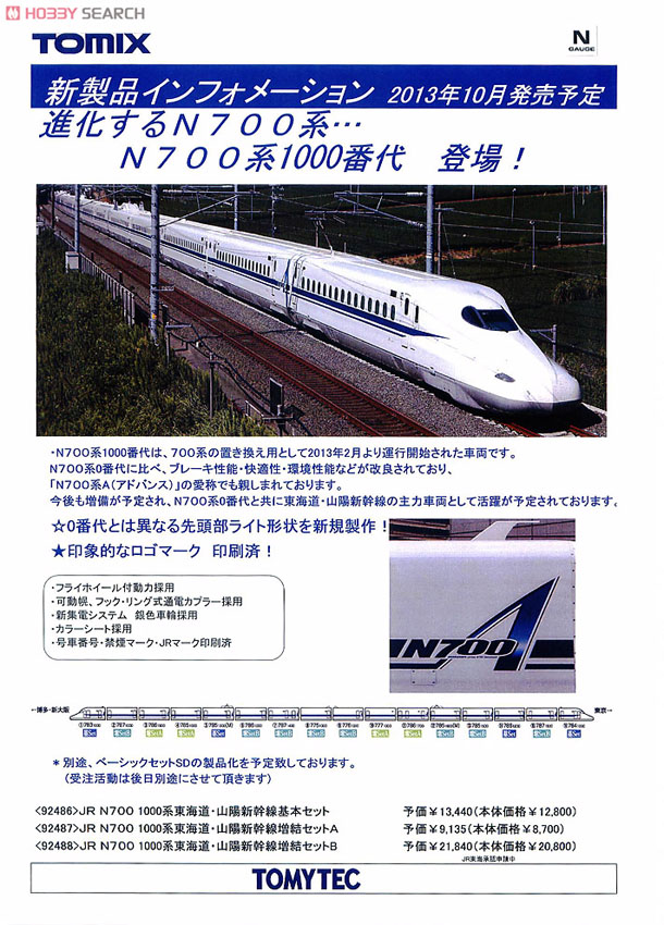 JR N700-1000系 (N700A) 東海道・山陽新幹線 (増結A・4両セット) (鉄道模型) その他の画像1