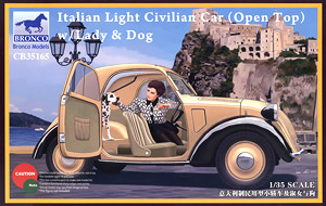 Fiat FAIT500 Topporino Passenger Car Open Top + Woman & Dog (Plastic model)
