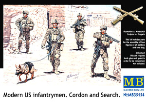 米・現用歩兵4体+軍用犬・アフガン戦捜索部隊 (プラモデル)