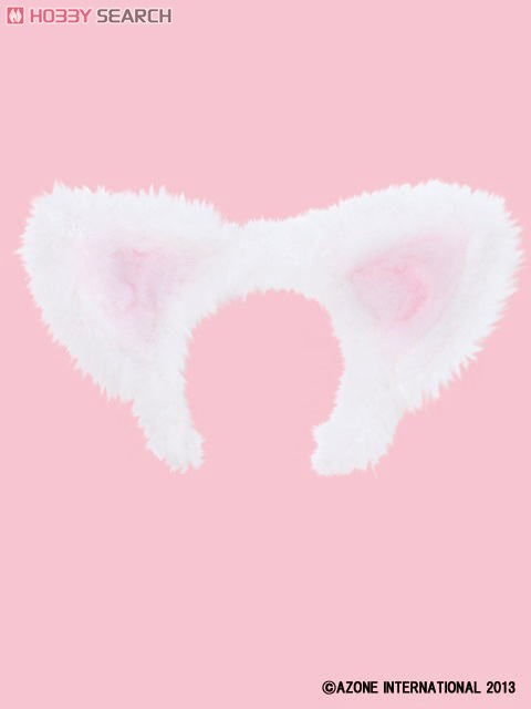 50cm Fluffy Nekomimi Head Band (White) (Fashion Doll) Item picture1