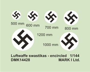 WWII ドイツ空軍 スワティカ - 円形バック (デカール)