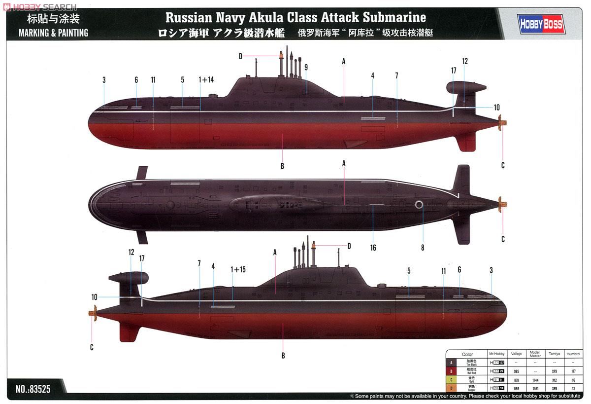 ロシア海軍 アクラ級潜水艦 (プラモデル) 塗装2