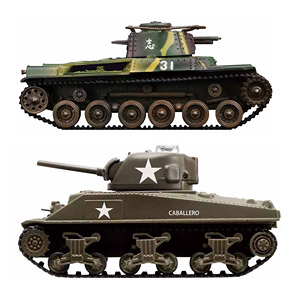 1/72 R/C VS Tank Medium Tank Type 97 Chi-ha (ID1) VS M4 Shaman (ID3) (RC Model)