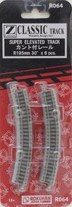 (Z) Classic Track (Wooden Design Ties) Super Elevated Track R195mm-30degrees (Canted Track) (6pcs.) (Model Train)