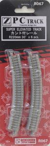 (Z) PC Track (Concrete Disign Tie) Super Elevated Track R220mm-30degrees (Canted Track) (6pcs.) (Model Train)