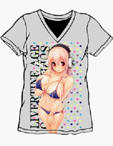 Super Sonico V-Neck T-Shirt type:Oil Gry XS (Anime Toy)
