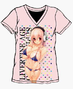 Super Sonico V-Neck T-Shirt type:Oil Pnk M (Anime Toy)