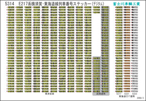 方向幕・表記ステッカー E217系 横須賀・東海道線列車番号(デジタル) 2008年改正版 [新仕様] (各1編成分・2枚入) (鉄道模型)