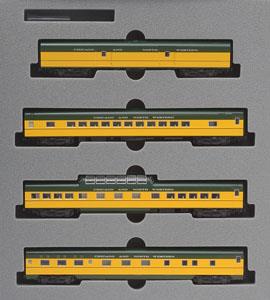 Chicago & North Western Smoothside Passenger Car (シカゴ&ノースウエスタン鉄道 スムースサイド客車) (黄/緑) (増結・4両セット) ★外国形モデル