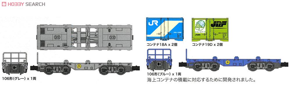 Bトレインショーティー コキ106形 18A・19Dコンテナ (コキ100系 コンテナ貨車) (2両セット) (鉄道模型) その他の画像1