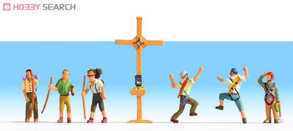 36874 (N) Mountain hikers with cross, 6 figures + cross (Model Train) Item picture1