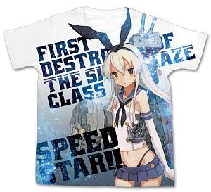 Kantai Collection Shimakaze Full Graphic T-Shirt White L (Anime Toy)