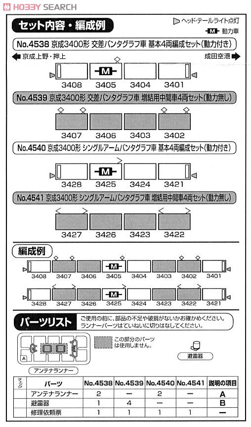 京成 3400形 シングルアームパンタグラフ車 基本4輛編成セット (動力付き) (基本・4両セット) (塗装済み完成品) (鉄道模型) 解説1