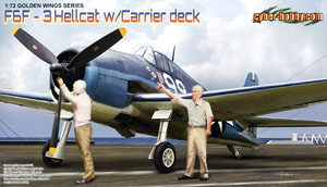 WW.II アメリカ海軍 F6F-3 ヘルキャットw/デッキクルーフィギュア (プラモデル)