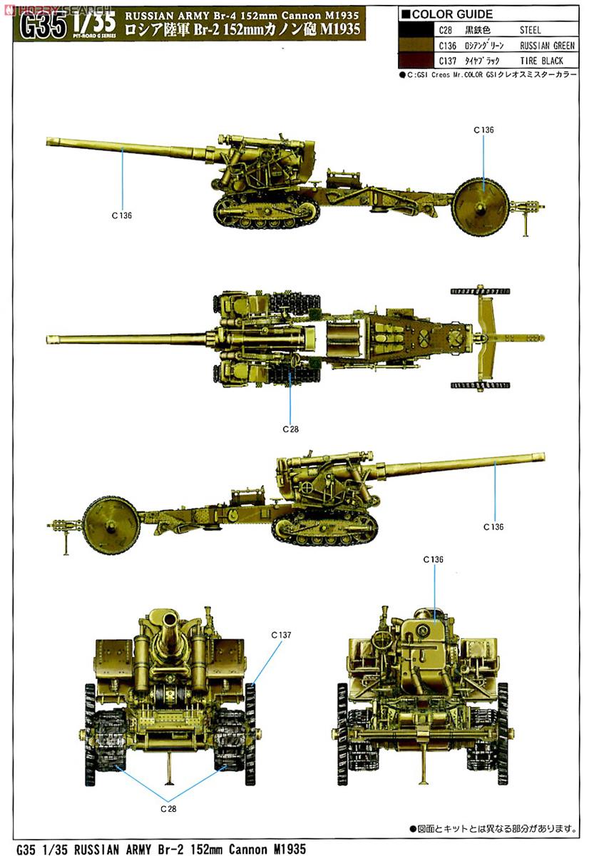 露陸軍 Br-2 152mmカノン砲 M1935 (プラモデル) 塗装1
