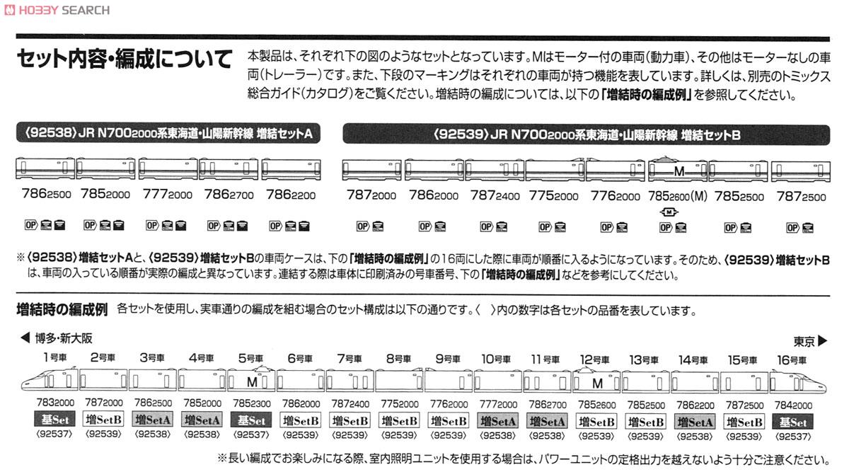 JR N700-2000系 東海道・山陽新幹線 (増結B・8両セット) (鉄道模型) 解説3
