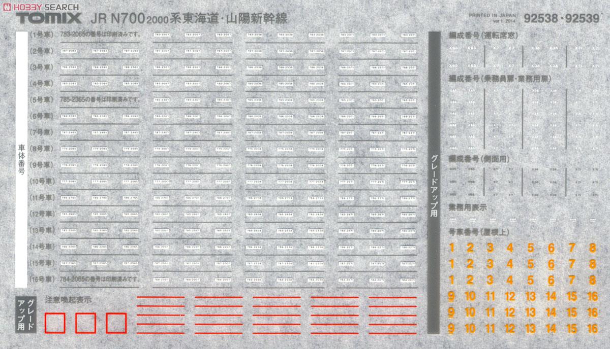 JR N700-2000系 東海道・山陽新幹線 (増結B・8両セット) (鉄道模型) 中身11