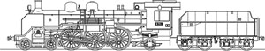 J.N.R. Steam Locomotive Type C54 (Trailing Bogie Model Production) (Unassembled Kit) (Model Train)