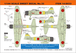 SWEET DECAL No.33 零戦21型 第3航空隊 (ラバウル派遣隊 黄 (第2) 中隊) (プラモデル)