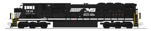 (HO) EMD SD80MAC Norfolk Southern (Black/White) (#7216) (Model Train)