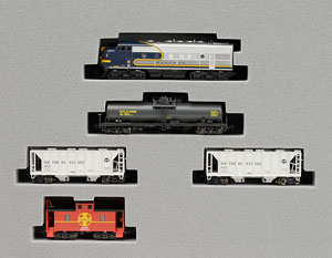 F7 AT&SF Freight Train Set (AT&SF Blue Bonnet) (5-Car Set) (Model Train)