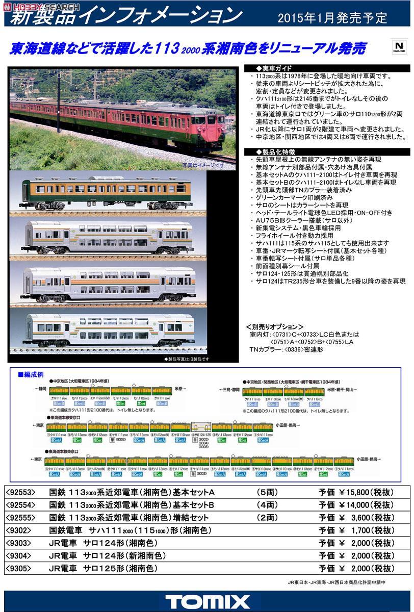 国鉄 113-2000系 近郊電車 (湘南色) 基本セットA (基本・5両セット) (鉄道模型) 解説1