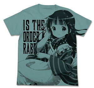 Gochumon wa Usagi Desu ka? Cocoa All Print T-shirt Sage Blue S (Anime Toy)