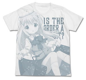 Gochumon wa Usagi Desu ka? Chino All Print T-shirt White M (Anime Toy)