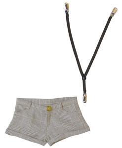 AZO2 Short Pants with Suspender (Beige Chequered) (Fashion Doll)