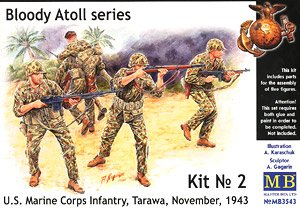 米・海兵隊5体タラワ戦1943狙撃シーン (プラモデル)
