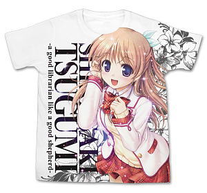 Daitoshokan no Hitsujikai Shirosaki Tsugumi Full Graphic T-Shirt White S (Anime Toy)