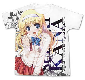 Daitoshokan no Hitsujikai Suzuki Kana Full Graphic T-Shirt School Uniform White M (Anime Toy)