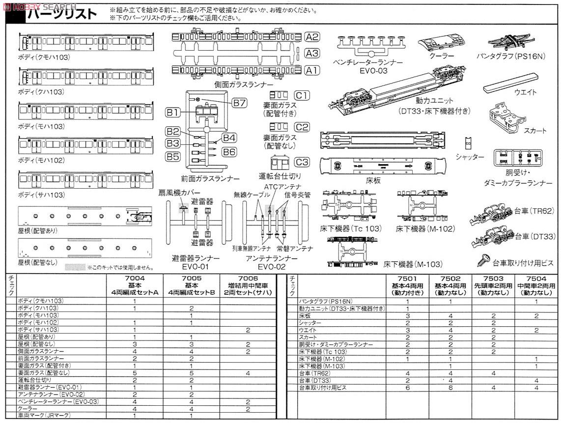 [EVO] 国鉄(JR) 103系 (低運・非ユニット窓・冷改車) 増結用中間車2両編成セット (車体キット) サハ2両 (増結・2両・組み立てキット) (鉄道模型) 設計図4