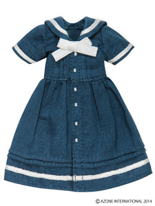 こもれび森のお洋服屋さん♪「ピコD 半袖セーラーワンピ」 (ブルー) (ドール)