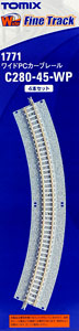 Fine Track Wide PC Curved Track C280-45-WP(F) (Set of 4) (Model Train)