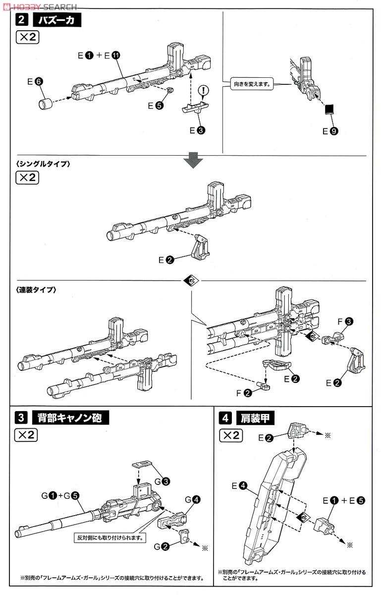 Frame Arms Girl Weapon Set 1 (Plastic model) Assembly guide2