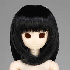 50cm Wig New Shoulder Length Hair 8-9inch (Black) (Fashion Doll)